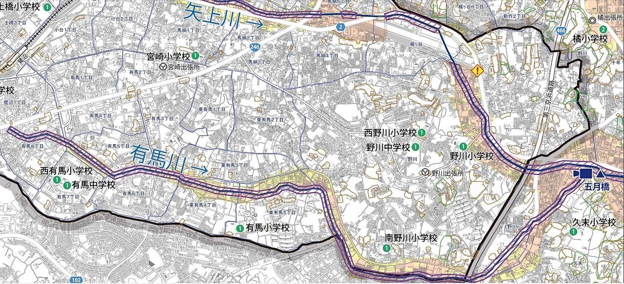 川崎市宮前区の洪水ハザードマップ